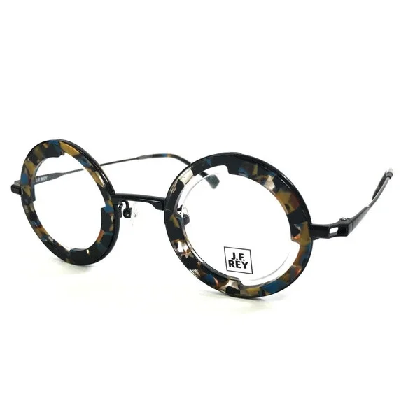 J.F. Rey Eyeglasses Frames JF3024 0051 BJ Yellow Blue Galaxy Round 39-31-148 - Picture 5 of 13